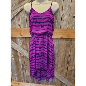 Express small semi Sheer Lined purple tie-dye high low boho EUC dress casual